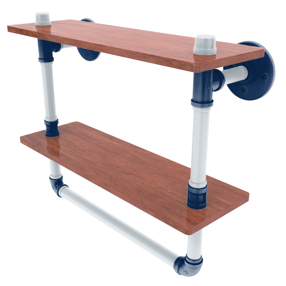 Diamond Collection Double Wood Shelf with Towel Bar Seattle Edition