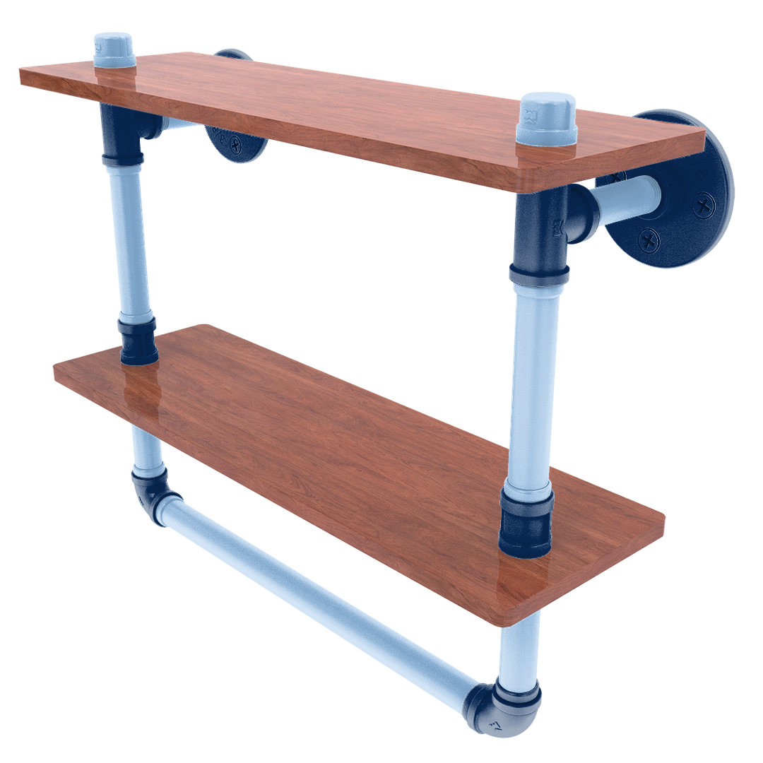 Diamond Collection Double Wood Shelf with Towel Bar Tampa Bay Edition