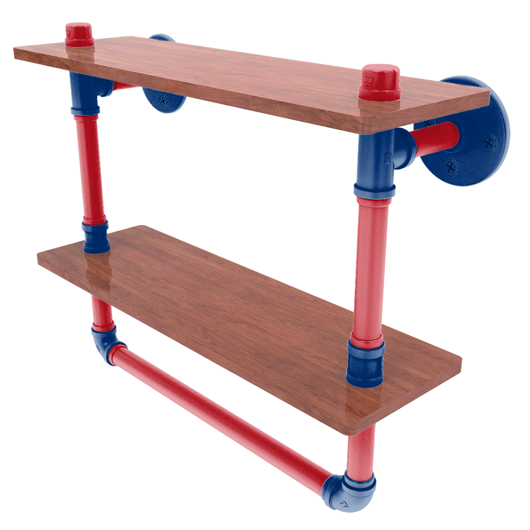 Diamond Collection Double Wood Shelf with Towel Bar Texas Edition