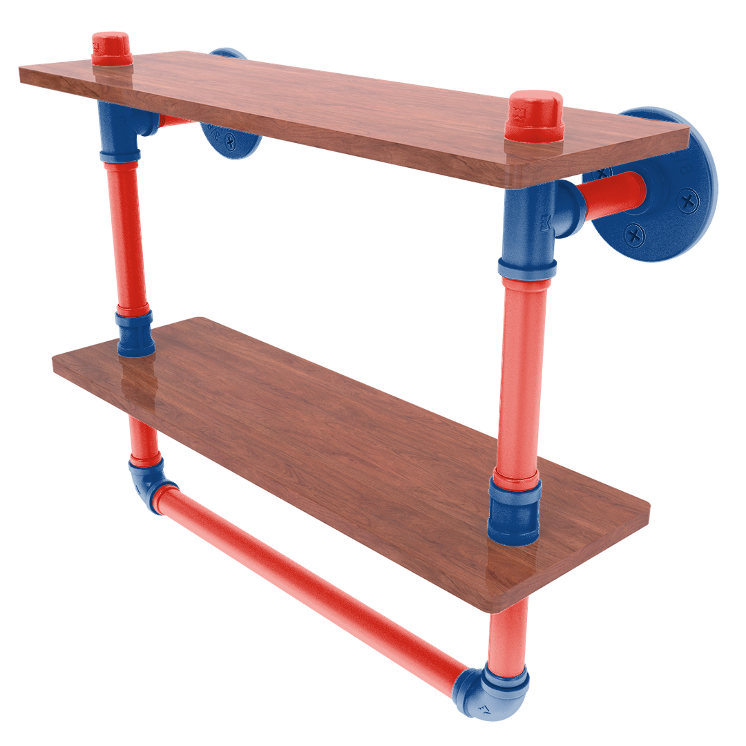 Diamond Collection Double Wood Shelf with Towel Bar Toronto Edition