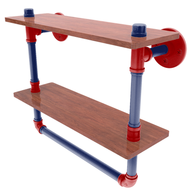 Diamond Collection Double Wood Shelf with Towel Bar Washington Edition