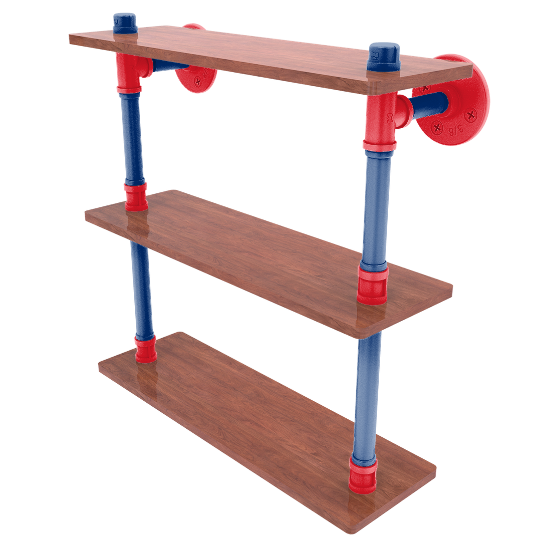 Diamond Collection Wood Triple Shelf Philadelphia Edition