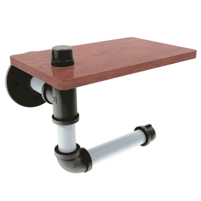 Diamond Collection Toilet Paper Holder with Wood Shelf Chicago South Side Edition