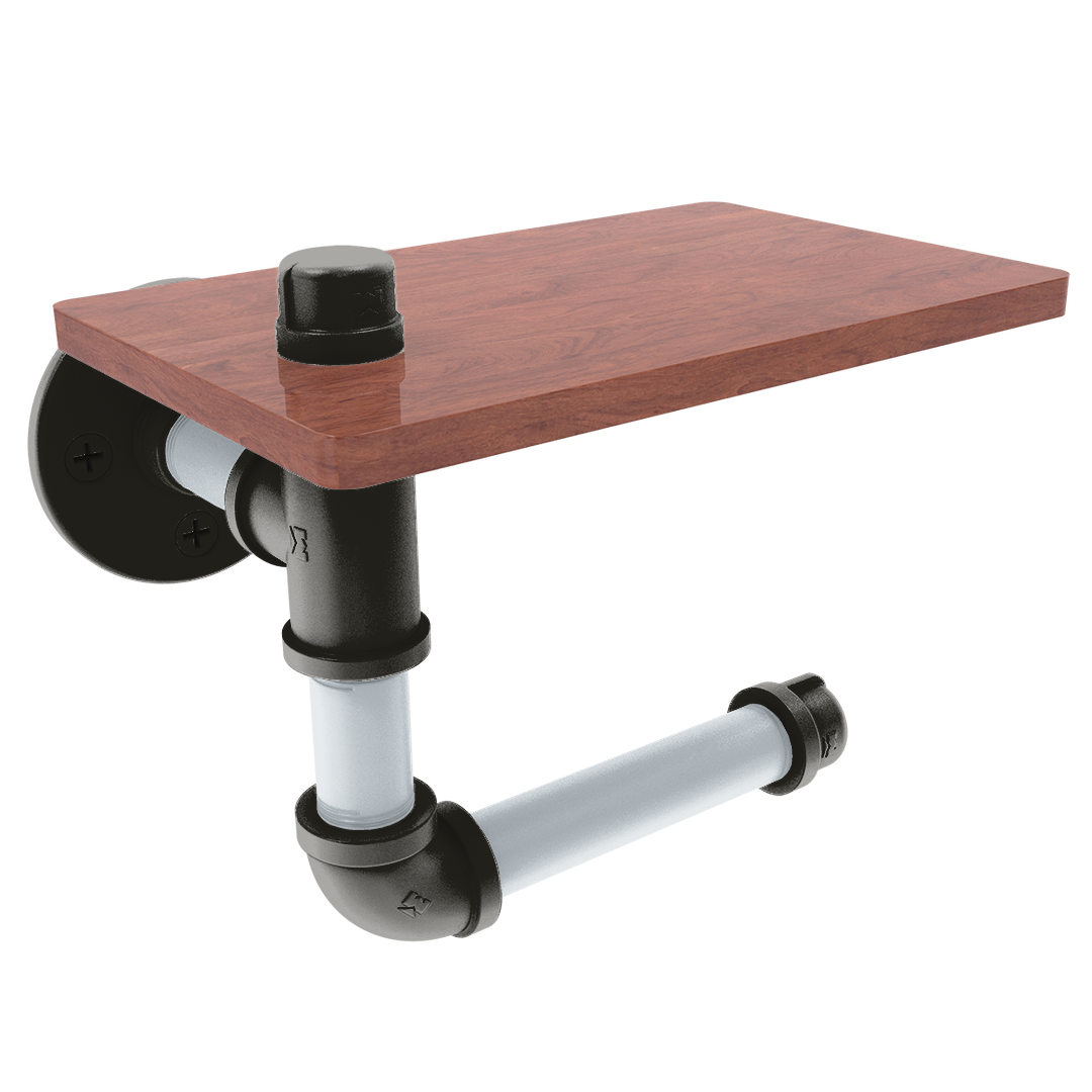 Diamond Collection Toilet Paper Holder with Wood Shelf Chicago South Side Edition