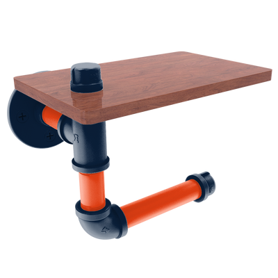 Diamond Collection Toilet Paper Holder with Wood Shelf Detroit Edition
