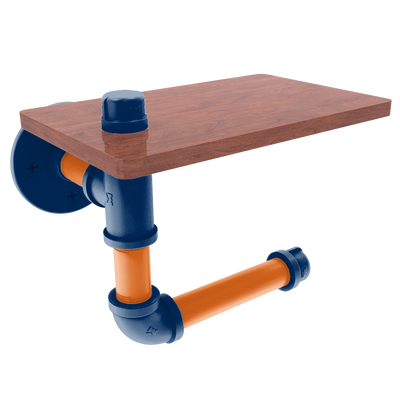 Diamond Collection Toilet Paper Holder with Wood Shelf Houston Edition