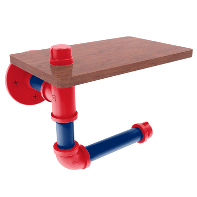 Diamond Collection Toilet Paper Holder with Wood Shelf Philadelphia Edition