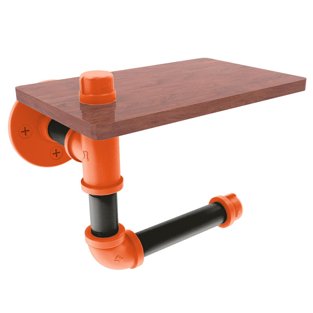 Diamond Collection Toilet Paper Holder with Wood Shelf San Francisco Edition