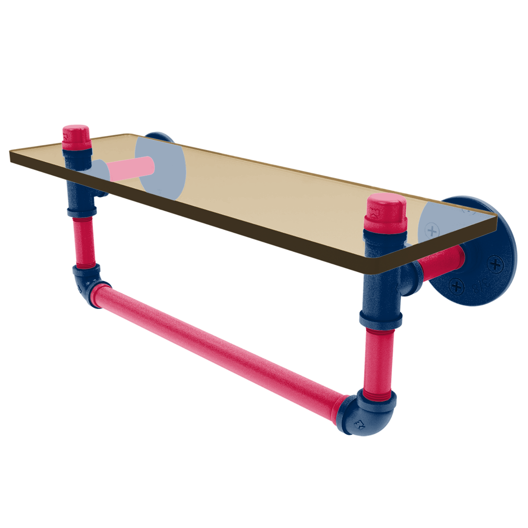 Diamond Collection Glass Shelf with Towel Bar Minnesota Edition