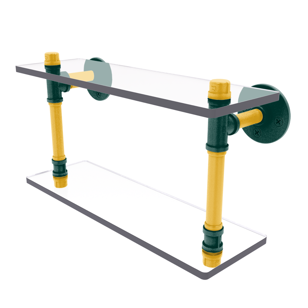 Diamond Collection Double Glass Shelf Oakland Edition
