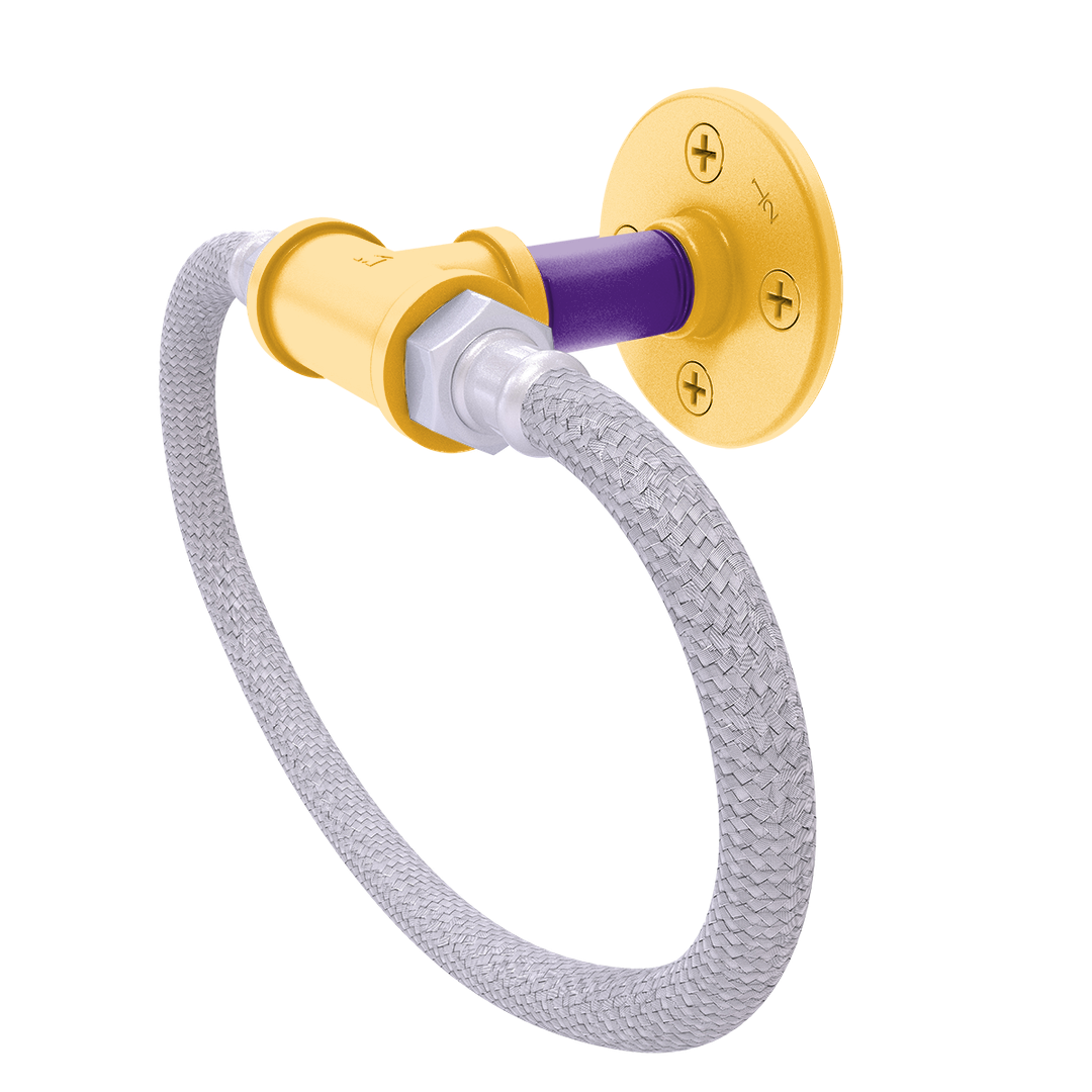 Hardwood Collection Towel Ring with Stainless Steel Braided Ring Los Angeles Hollywood Edition