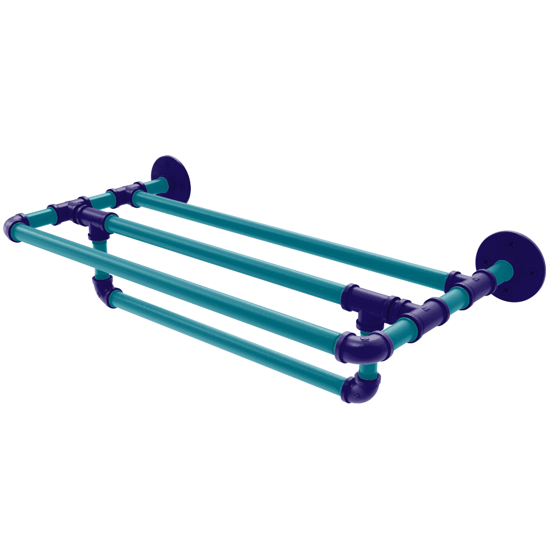 Hardwood Collection Wall Mounted Towel Shelf with Towel Bar Charlotte Edition