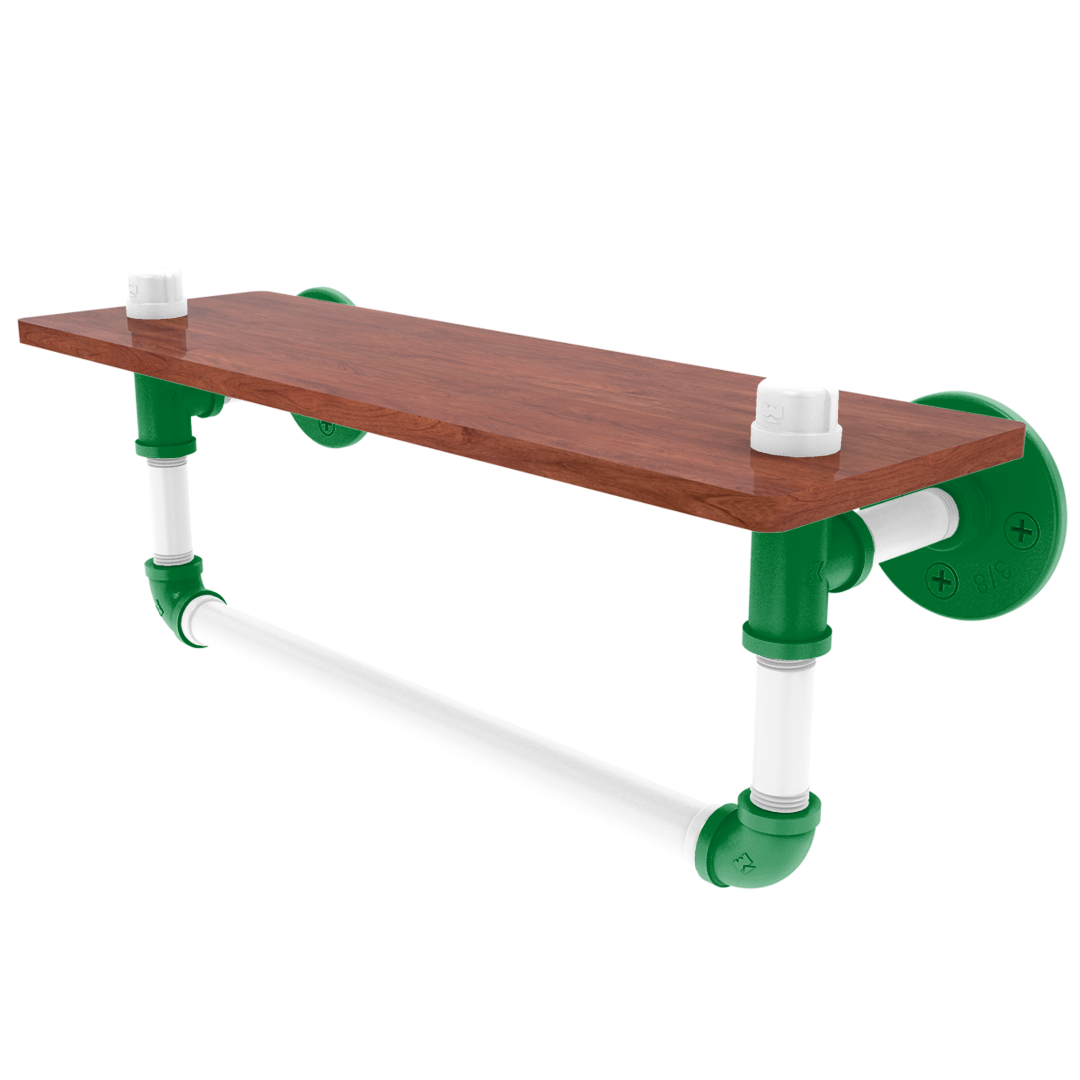 Hardwood Collection Wood Shelf with Towel Bar Boston Edition