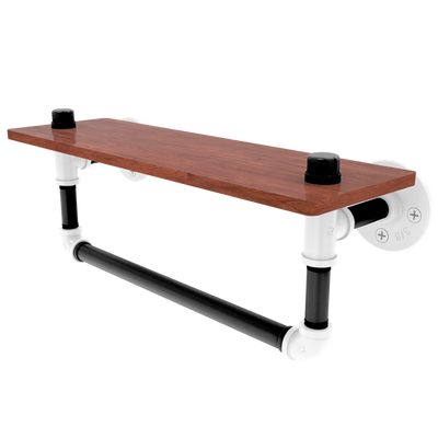 Hardwood Collection Wood Shelf with Towel Bar Brooklyn Edition