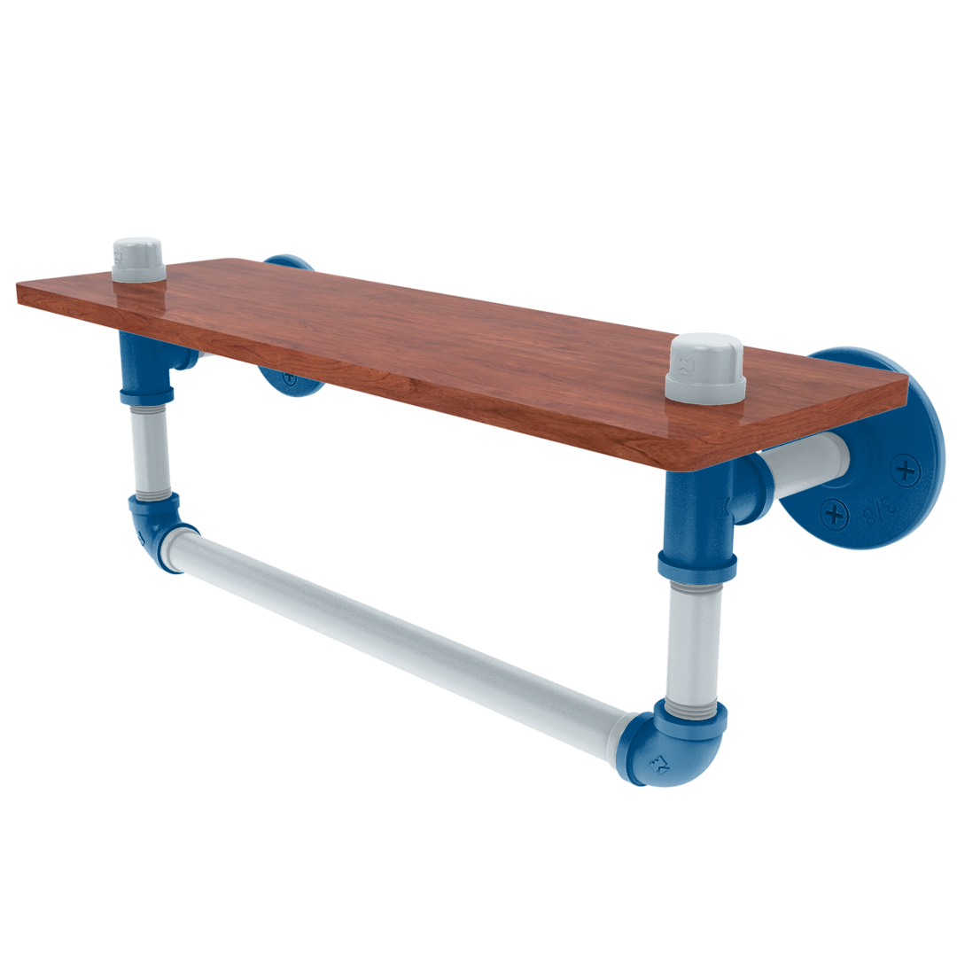 Hardwood Collection Wood Shelf with Towel Bar Dallas Edition