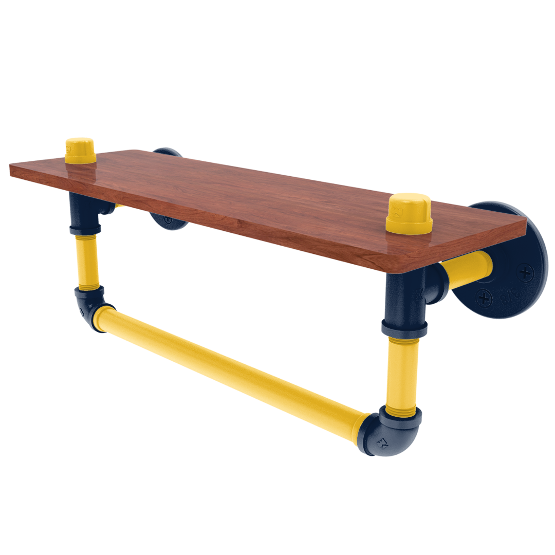 Hardwood Collection Wood Shelf with Towel Bar Denver Edition