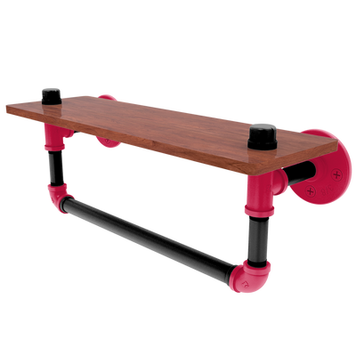 Hardwood Collection Wood Shelf with Towel Bar Houston Edition