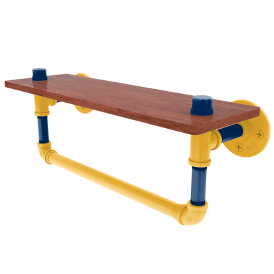 Hardwood Collection Wood Shelf with Towel Bar Indiana Edition
