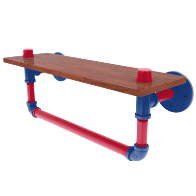 Hardwood Collection Wood Shelf with Towel Bar Los Angeles Coastline Edition