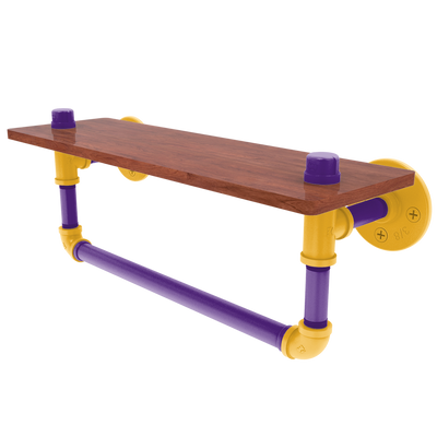 Hardwood Collection Wood Shelf with Towel Bar Los Angeles Hollywood Edition