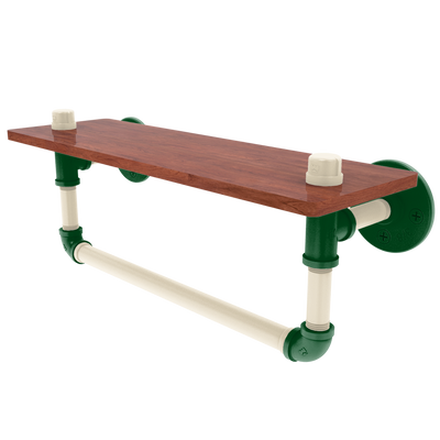 Hardwood Collection Wood Shelf with Towel Bar Milwaukee Edition