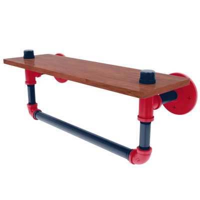 Hardwood Collection Wood Shelf with Towel Bar New Orleans Edition
