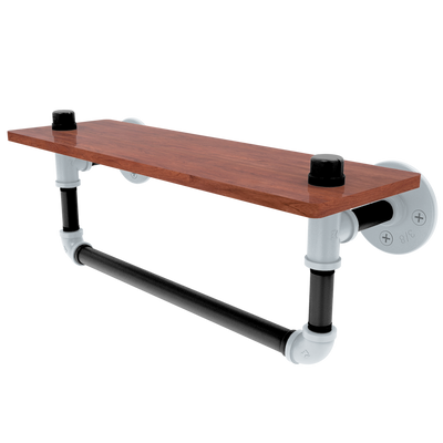 Hardwood Collection Wood Shelf with Towel Bar San Antonio Edition