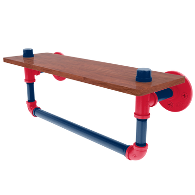 Hardwood Collection Wood Shelf with Towel Bar Washington Edition