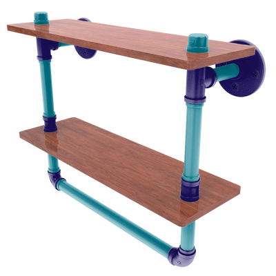 Hardwood Collection Double Wood Shelf with Towel Bar Charlotte Edition
