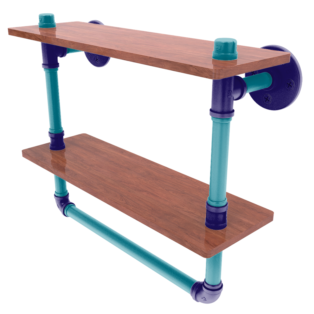 Hardwood Collection Double Wood Shelf with Towel Bar Charlotte Edition