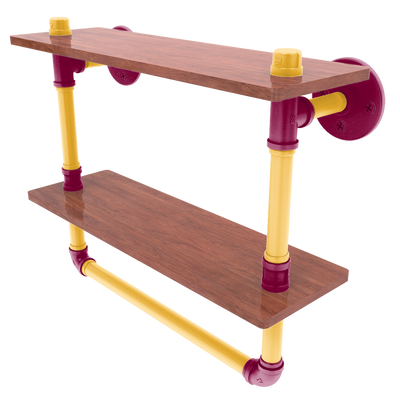 Hardwood Collection Double Wood Shelf with Towel Bar Cleveland Edition