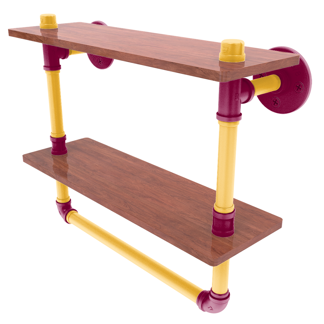 Hardwood Collection Double Wood Shelf with Towel Bar Cleveland Edition
