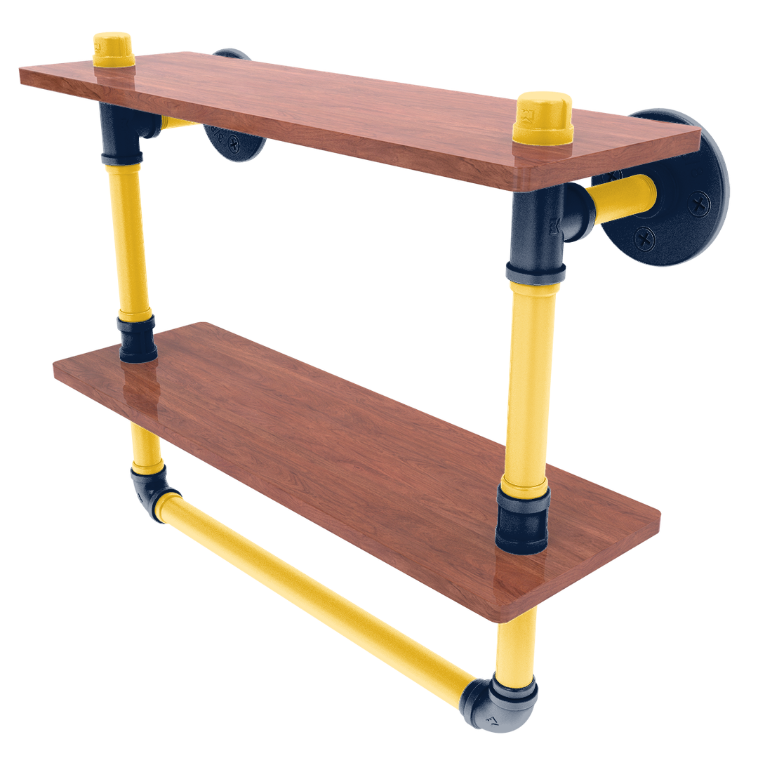 Hardwood Collection Double Wood Shelf with Towel Bar Denver Edition