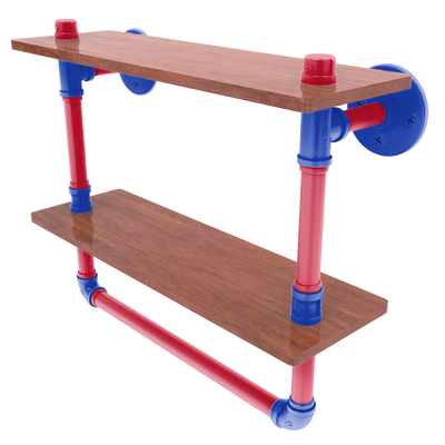 Hardwood Collection Double Wood Shelf with Towel Bar Detroit Edition
