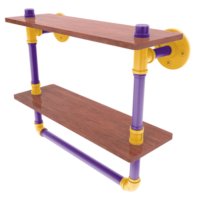 Hardwood Collection Double Wood Shelf with Towel Bar Los Angeles Hollywood Edition
