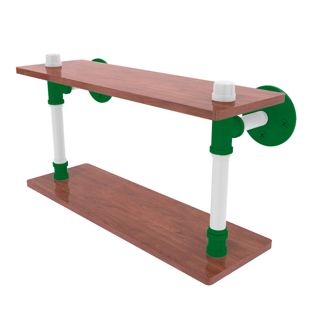 Hardwood Collection Wood Double Shelf Boston Edition
