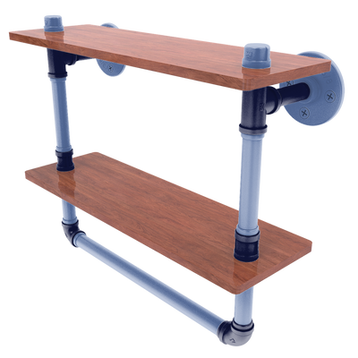 Hardwood Collection Double Wood Shelf with Towel Bar Memphis Edition