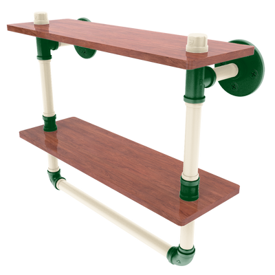Hardwood Collection Double Wood Shelf with Towel Bar Milwaukee Edition