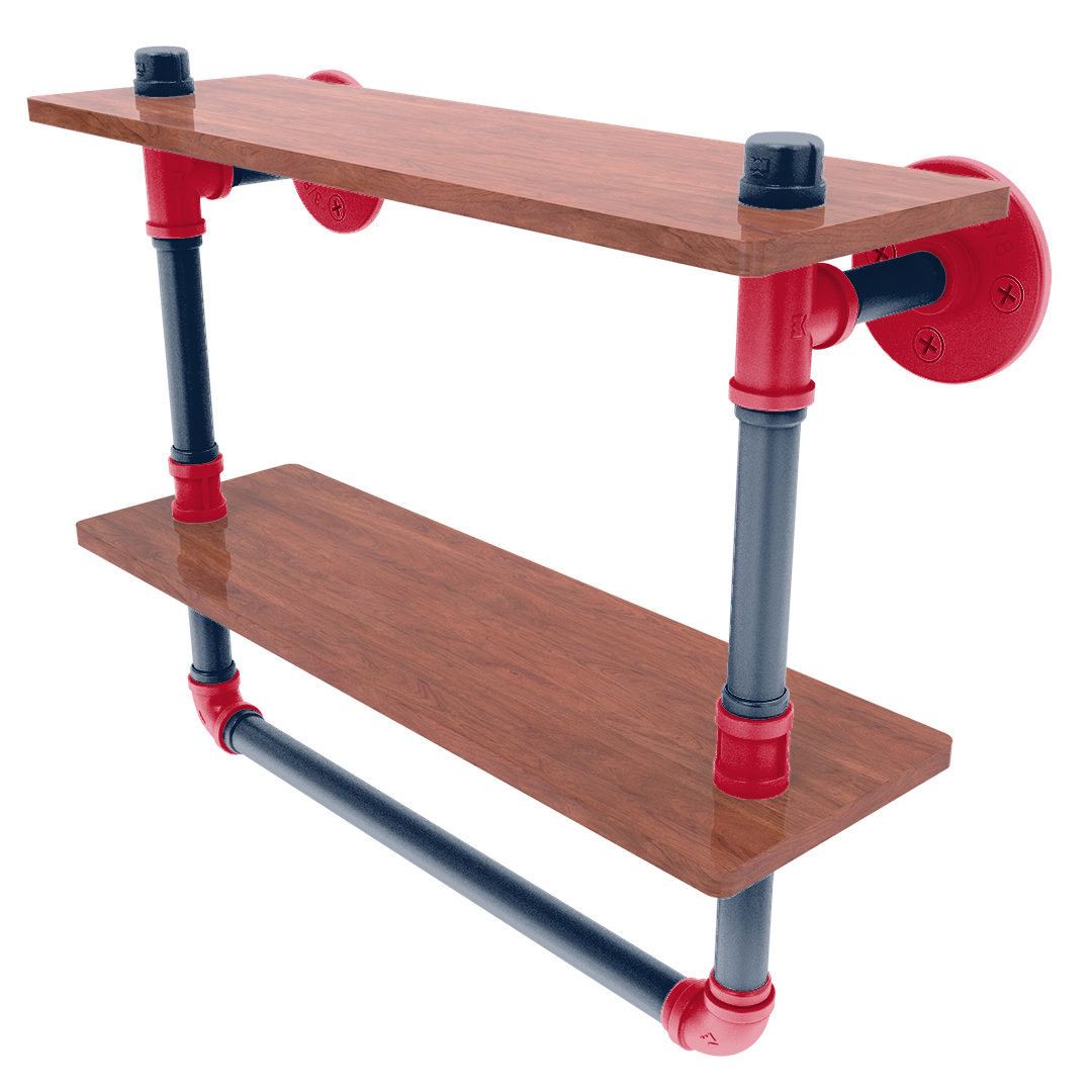 Hardwood Collection Double Wood Shelf with Towel Bar New Orleans Edition