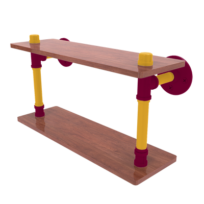 Hardwood Collection Wood Double Shelf Cleveland Edition