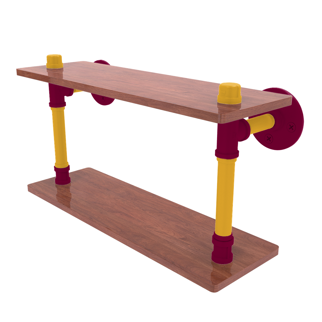 Hardwood Collection Wood Double Shelf Cleveland Edition
