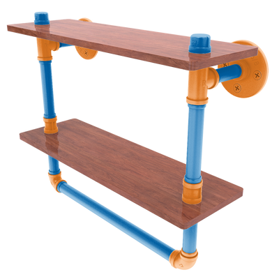 Hardwood Collection Double Wood Shelf with Towel Bar New York Edition