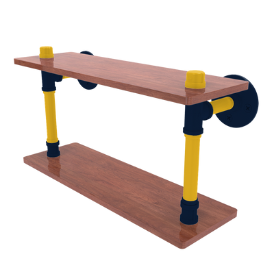 Hardwood Collection Wood Double Shelf Denver Edition