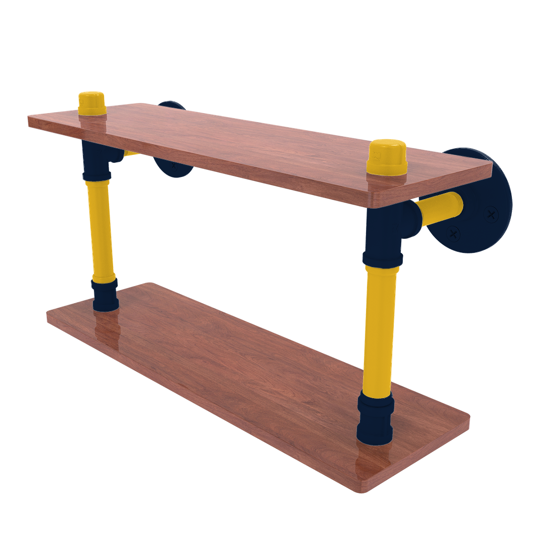 Hardwood Collection Wood Double Shelf Denver Edition
