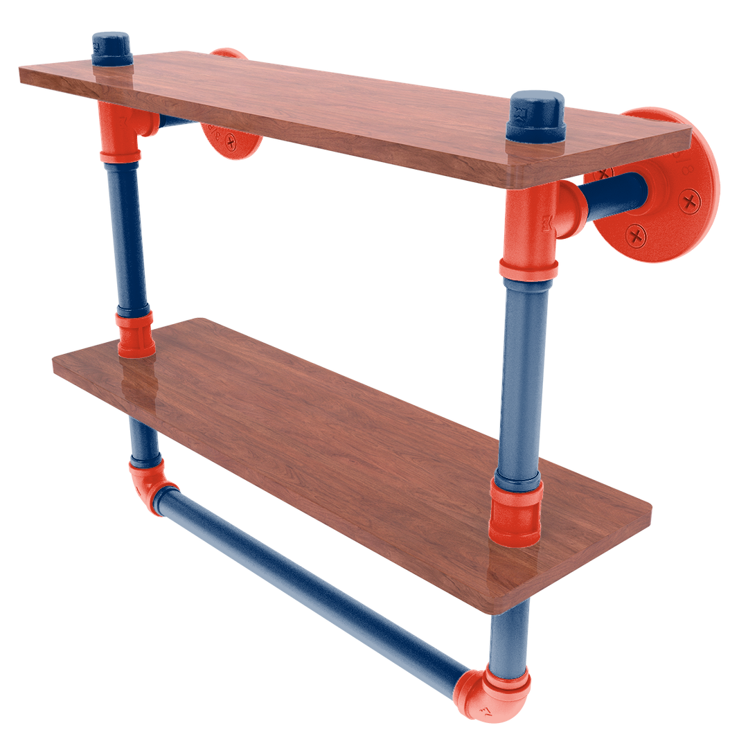 Hardwood Collection Double Wood Shelf with Towel Bar Oklahoma City Edition