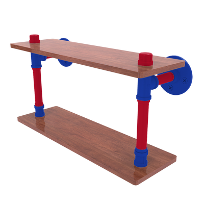 Hardwood Collection Wood Double Shelf Detroit Edition