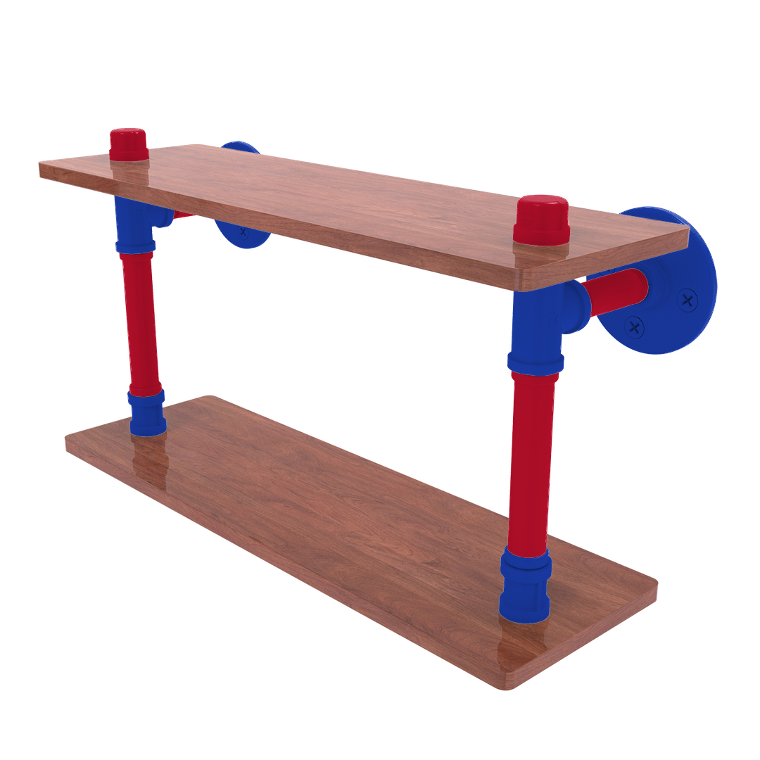 Hardwood Collection Wood Double Shelf Detroit Edition