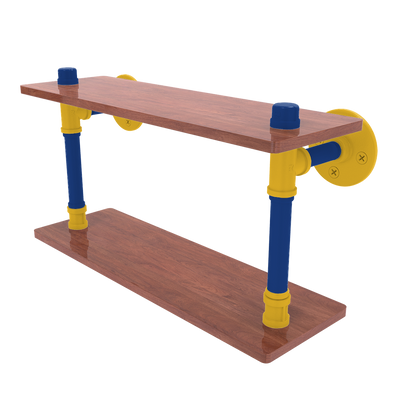 Hardwood Collection Wood Double Shelf Golden State Edition