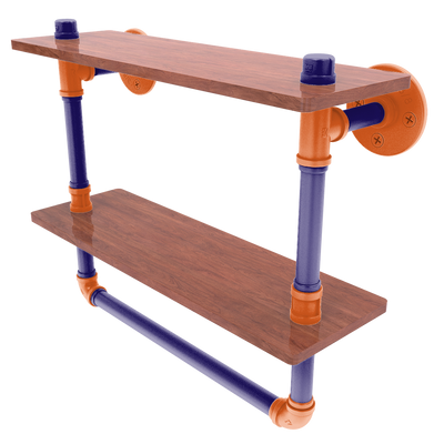 Hardwood Collection Double Wood Shelf with Towel Bar Phoenix Edition