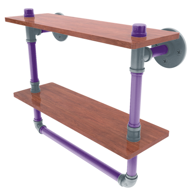 Hardwood Collection Double Wood Shelf with Towel Bar Sacramento Edition